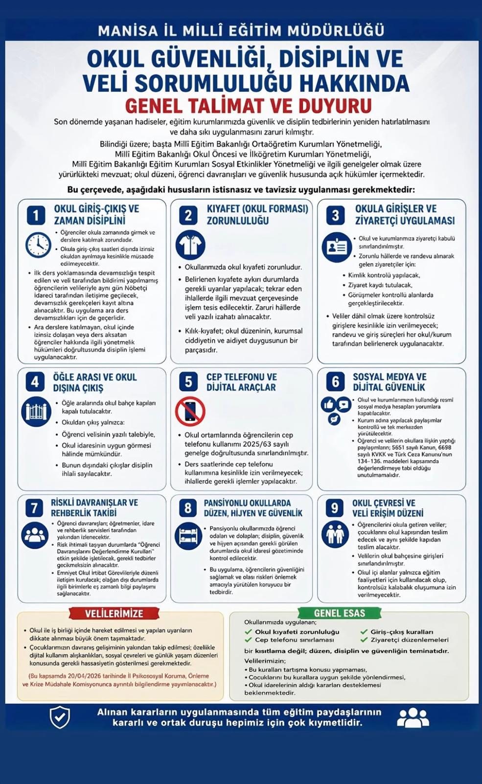 Manisa’da okullarda yeni dönem: Güvenlik ve disiplin kuralları güncellendi
